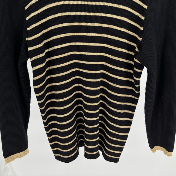Lauren Ralph Lauren Womens Turtleneck Gold Metallic Striped Sweater Size XXL - Picture 4 of 11